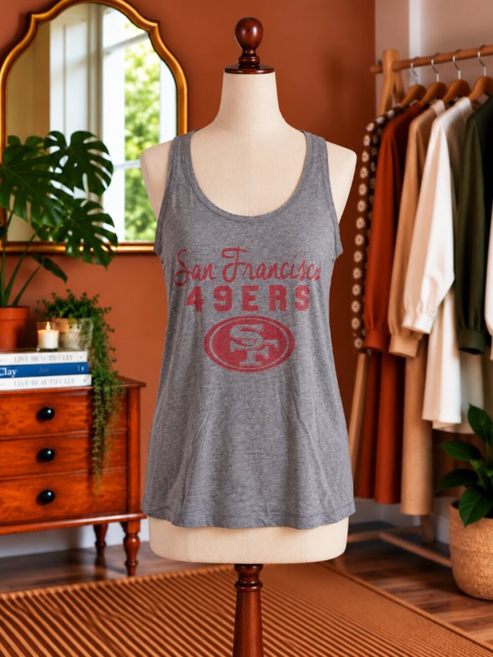 NFL Gray Heather Team Apparel Tee with Subtle Neck Logo